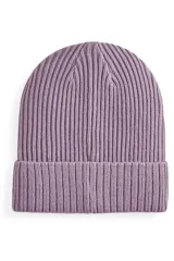 Gorro de lana Puma modelo Classic Cuff, color marrón, de punto acanalado con vuelta y parche frontal negro con el logo de la marca en blanco.