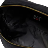 Bolso bandolera negro Caterpillar, modelo Nevada Shoulder Bag, con compartimento principal con cierre, bolsillo frontal con cremallera, llavero y correa ajustable para el hombro.