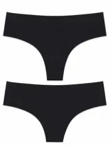 Pack de dos bombachas tipo vedetina de diseño sin costuras en color negro.