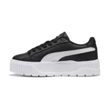 Championes Puma modelo Karmen II L, color blanco con plataforma alta, diseño urbano y detalles metalizados.