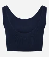 Top deportivo Get Over color azul marino, de diseño seamless, con escote en U, breteles anchos y tejido acanalado sin costuras.