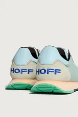 Zapatillas Hoff modelo Apollonia, color verde agua con detalles en celeste, beige y verde.