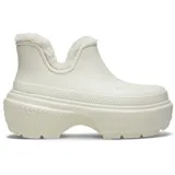 Botas Crocs modelo Stomp Lined Shorty color blanco, con suela plataforma chunky y forro interno de corderito sintético visible en el cuello.