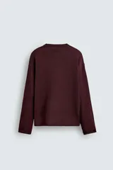 Jersey de hombre, color vino tinto, de calce regular fit, tejido en punto con algodón, cuello redondo y manga larga. Presenta acabados en rib con vuelta en cuello, puños y ruedo.