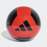 Pelota de fútbol Adidas Universadi con cubierta de TPU cosida a máquina y cámara de butilo. Diseño con paneles rojos y negros, y logo de las 3 Franjas en negro.
