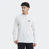 Remera de manga larga Reef, color gris claro, con cuello redondo y pequeño logo estampado en el pecho.