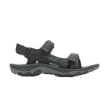 Sandalias Merrell modelo Huntington Sport, color gris oscuro, con suela dentada y tiras ajustables con velcro.