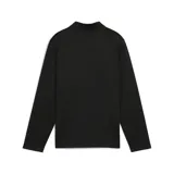 Campera deportiva Puma del Club Atlético Peñarol, color negro con cierre frontal completo. Presenta un diseño gráfico de líneas onduladas en el panel frontal, el logo de la marca en blanco y el escudo del club en amarillo y negro.