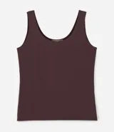 Top de breteles anchos, color marrón oscuro, corte ajustado y escote en U.