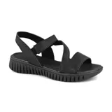 Sandalias negras con plataforma, capellada de cuero y forro Usa Care.