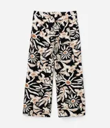 Pantalón de mujer de corte recto confeccionado en crepé de viscosa y poliamida con estampado floral.