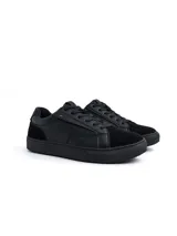 Championes Milán de diseño clásico, confeccionados en ecocuero marrón con detalles en ecogamuza en la puntera y talón, suela de goma blanca y cordones beige.