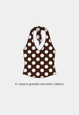 Top halter reversible con escote en V, confeccionado en tela estampada.