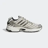 Championes Adidas Adistar Control 3 de diseño inspirado en los años 2000, con exterior de malla transpirable color blanco y detalles metalizados en tono plateado y gris.