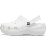 Zuecos Crocs Classic Platform color negro, con suela de plataforma elevada y tira trasera ajustable.