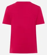 Blusa básica tipo t-shirt de la marca Cortelle, confeccionada en tejido de viscosa con elastano. Presenta cuello redondo y mangas cortas, con un diseño liso y corte ajustado.