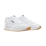 Championes Reebok Glide color blanco con detalles en azul y suela de goma color caramelo.