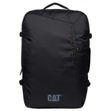 Mochila negra unisex marca CAT, modelo Explorer Cabin Backpack. Cuenta con correas ajustables para los hombros con malla transpirable, asas laterales de tela, asa de tela, bolsillo frontal con cremallera, correa ajustable para el pecho, compartimento principal trasero con bolsillo acolchado para un ordenador portátil y correas de compresión en los laterales. Fabricada con poliéster ripstop 450D.