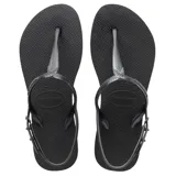 Sandalias tipo ojota Havaianas modelo Twist, color negro, con diseño de tiras entrelazadas y correa ajustable en el talón.