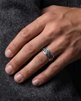 Anillo de plata 925 empavonado y giratorio, con diseño de olas en relieve.