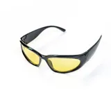 Lentes de sol negros con lentes amarillas.