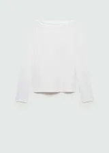 Camiseta de manga larga con cuello barco y diseño recto, confeccionada en tejido de algodón.