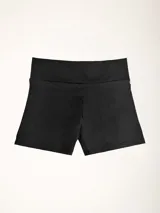 Calza corta tipo biker de tiro alto, confeccionada en tejido de poliamida, con diseño ajustado y elástico.