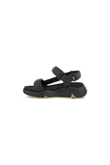 Sandalias negras de cuero con plataforma chunky y correas ajustables con velcro.