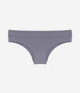 Bombacha bikini marrón de poliamida texturizada sin costuras.