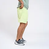 Short de baño azul marino de nylon con cintura elástica y logo de la marca en la pierna.