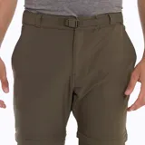 Pantalón de trekking desmontable color verde militar, con diseño funcional que permite convertirlo en short. Cuenta con cintura elástica, cinturón ajustable integrado, múltiples bolsillos con cierre y detalles reflectantes.