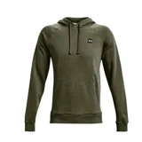 Canguro Under Armour de hombre, color verde oliva, de corte suelto, con capucha ajustable, bolsillo tipo canguro, puños y dobladillo acanalados, mangas raglán y logo tejido en el pecho.