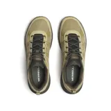 Championes de senderismo Merrell modelo Tempo Exp, color beige con detalles en verde oliva. Presentan una construcción en malla transpirable y refuerzos sintéticos, con entresuela de espuma EVA para mayor estabilidad y suela de goma con tacos para tracción.