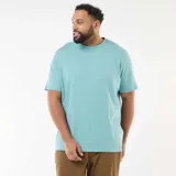 Camiseta de manga corta con cuello redondo, confeccionada en algodón de color azul claro.