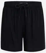 Short de viscosa color verde militar, con cintura elástica, cordón de ajuste y bolsillos laterales y traseros.