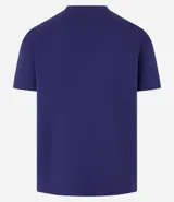 Remera de corte slim con textura acanalada, cuello redondo y mangas cortas. Confeccionada en tejido de algodón, presenta un diseño básico y versátil.