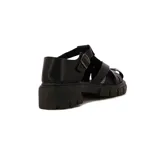 Sandalias de mujer Euro Teens, color negro, con tiras cruzadas y plataforma con suela track.