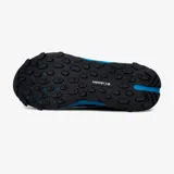 Championes de trekking Columbia modelo Hatana Max Outdry, de color negro con suela azul vibrante. Presentan un diseño técnico con malla cerrada, sobrecapas sintéticas y estructura de TPU para mayor protección. Cuentan con tecnología impermeable Outdry, mediasuela Techlite+ para amortiguación y suela Adapt Trax para tracción superior.