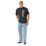 Pantalón de jean de corte holgado en color celeste, con diseño de estilo carpintero y bolsillos utilitarios.