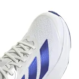 Championes de running Adidas Duramo SL 2, color blanco con detalles en azul y suela blanca.