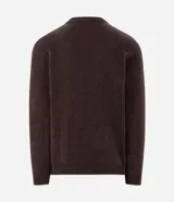 Suéter masculino de cuello redondo y manga larga, confeccionado en tejido fleece con felpa. Presenta puños y ruedo acanalados, con un diseño básico y liso.