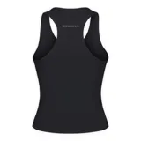 Musculosa deportiva de color negro, con diseño de espalda nadadora y ajuste entallado.