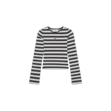 Remera de manga larga Eme Studios modelo Wally Stripped, con diseño a rayas horizontales en color negro y blanco, cuello redondo y pequeño logo impreso en el pecho.