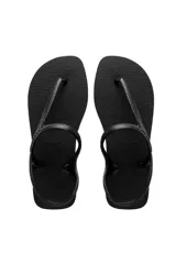 Sandalias de goma tipo ojotas modelo Flash Urban de la marca Havaianas, de color negro, con diseño de tiras cruzadas y tira trasera de sujeción para el talón.
