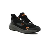 Championes de running Avia negros con detalles en naranja y gris.