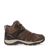Botas de trekking de media caña Merrell Accentor 3 Mid Waterproof, color marrón, confeccionadas en gamuza y malla transpirable, con cordones, suela de goma de alta adherencia y tecnología Merrell Air Cushion en el talón.