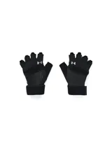 Guantes de entrenamiento sin dedos con palma de cuero para mayor agarre y protección. Presentan dorso con tejido transpirable, panel de felpa en el pulgar para absorber el sudor y muñequera elástica ajustable con correa para mayor soporte.