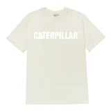 Remera Caterpillar de manga corta y cuello redondo, color beige, con logo de la marca estampado en el pecho en tono más claro.