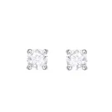 Par de aros stud Swarovski modelo Attract Round, con baño de rodio y cristal blanco. Cierre a presión.