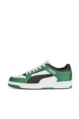 Championes Puma modelo Jada, color blanco con detalles en tono rosado metalizado, de diseño urbano y suela plataforma.